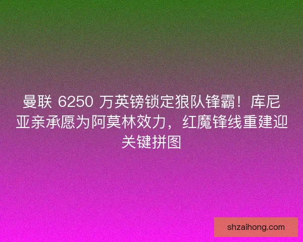 曼联 6250 万英镑锁定狼队锋霸！库尼亚亲承愿为阿莫林效力，红魔锋线重建迎关键拼图