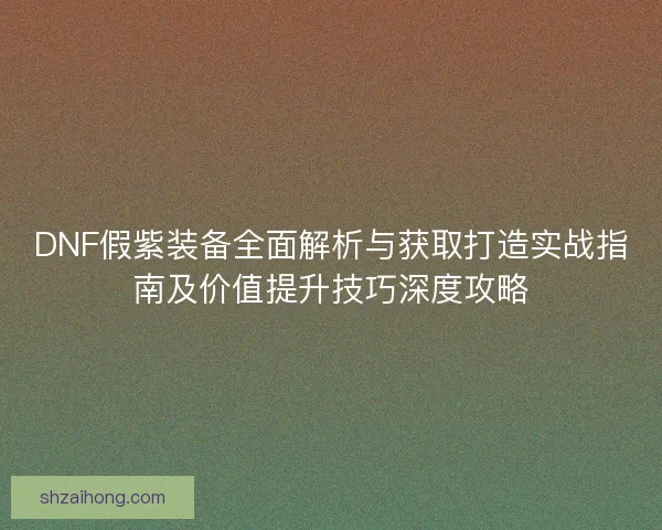 DNF假紫装备全面解析与获取打造实战指南及价值提升技巧深度攻略