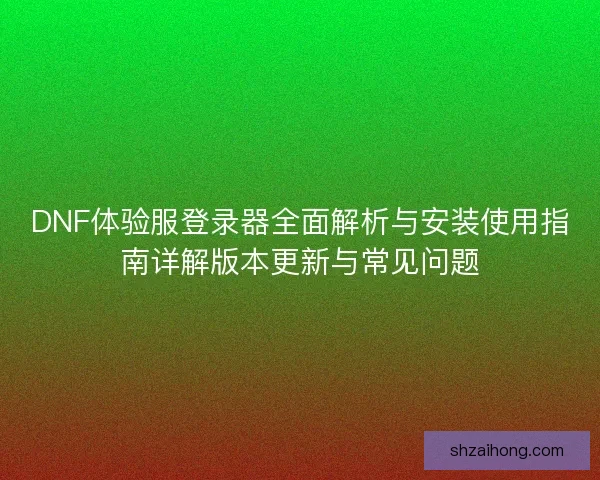 DNF体验服登录器全面解析与安装使用指南详解版本更新与常见问题
